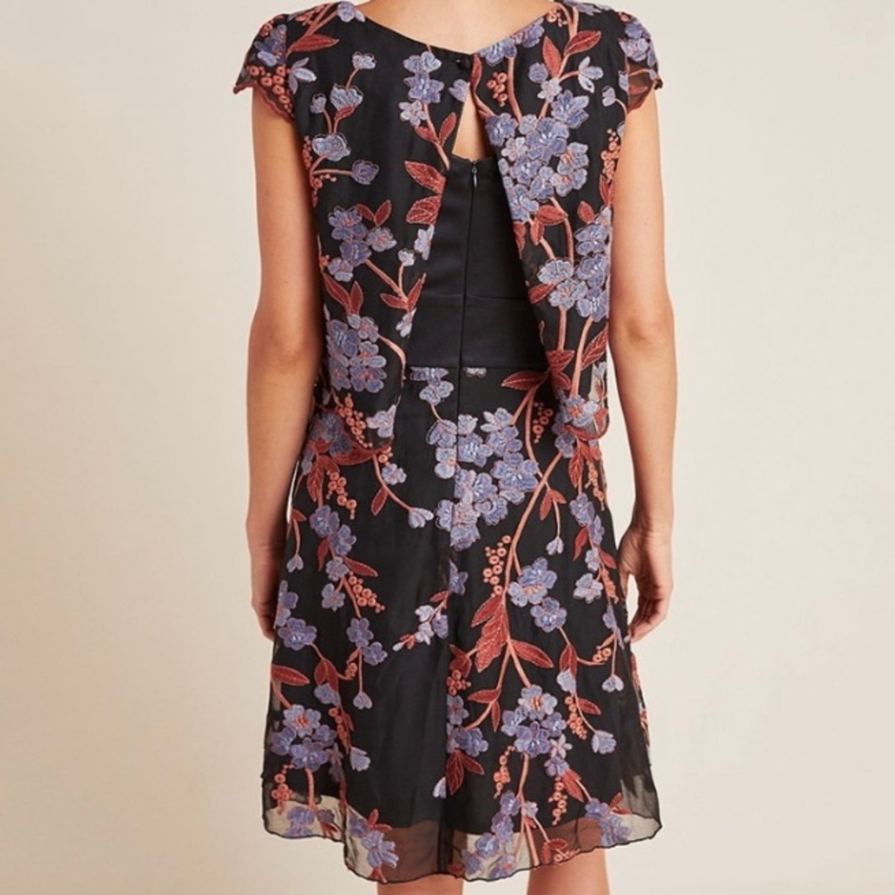 Anthro Eva Franco Floral Motif Embroidered Dress